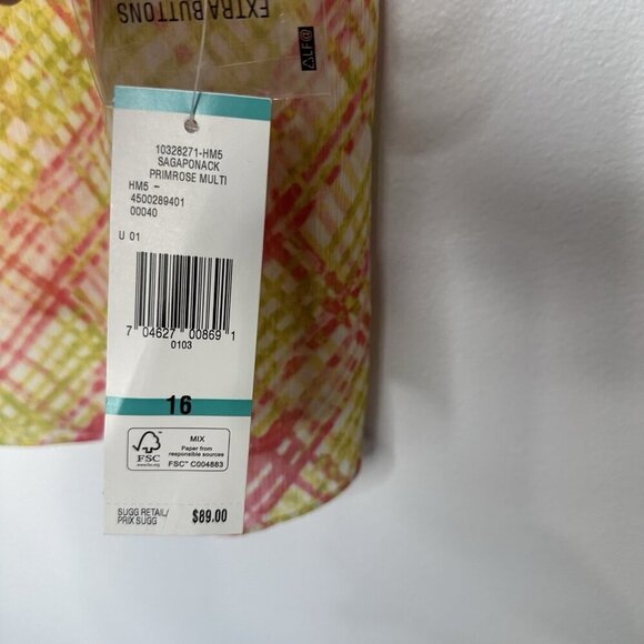 Jones New York Blouse Size 16 Primrose Multi Ruffle Roll tab Sleeve - Picture 2 of 10